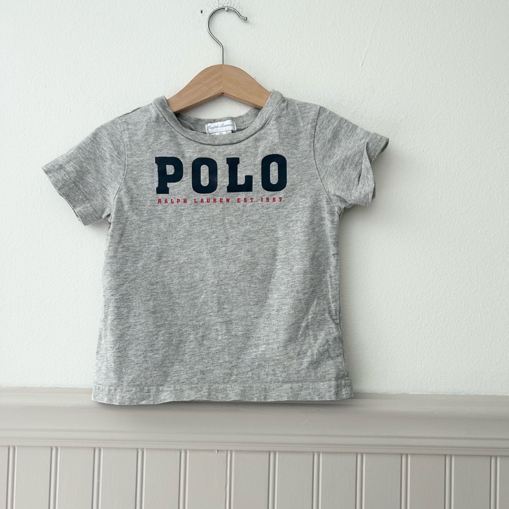 Ralph Lauren Baby 18 Months Kids Logo Heather Gray Cotton Tee